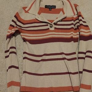 Striped Collared Long-sleeve Top